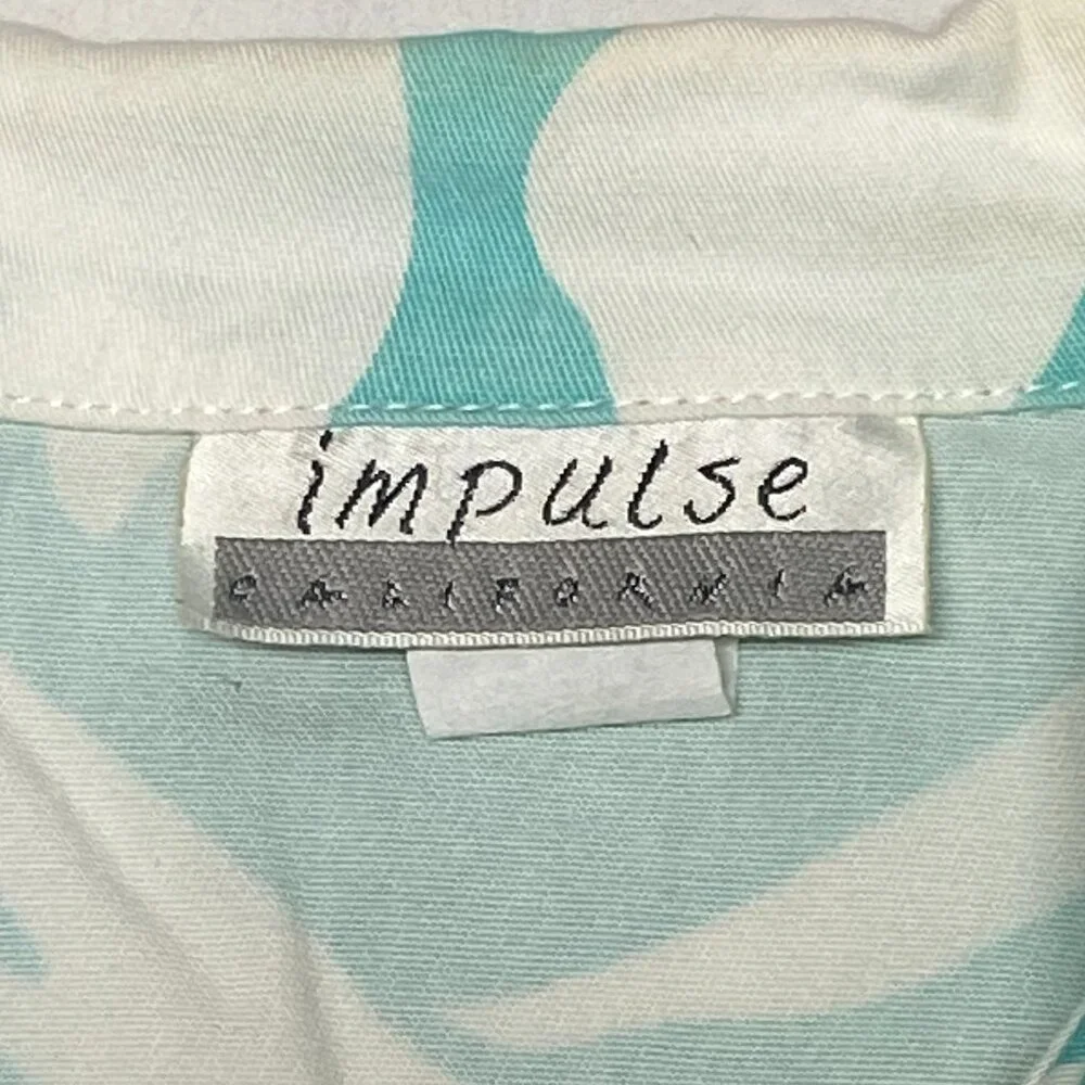 Impulse California Trucker Jean Jacket M White Aqua Pop Art Graphic Female Faces - Picture 10 of 12